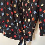 Madewell  Black Floral Wrap Top‎ XXS boho Photo 5