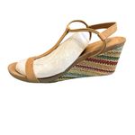 Style & Co New Without Box Elegant Tan Wedge Sandals W/ Multicolor Boho Heel Size 12 Photo 3