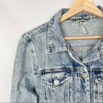Free People  Blue Acid Wash Denim Trucker Jacket M Photo 3