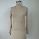 Madewell Semi sheer Mock Neck Tee Long Sleeve Top Beige Essential Basic Women Photo 8