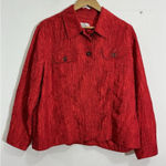 Coldwater Creek Womans  Red Textured Embroidered Blouse - Jacket 2 Xl Photo 0