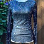 Free People Intimately Gold Rush Long Sleeve Sequin Top Black Combo Size XS NWT Photo 0