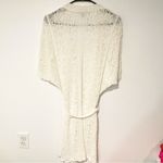Escada Size XS Cream Silk Blend Open Knit Short Sleeve Belted Cardigan Top Photo 5