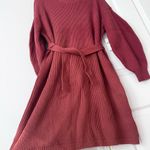 Anthropologie Mock-Neck Tie-Waist Sweater Mini Dress, Size L Photo 8
