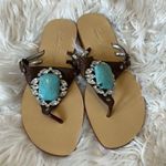Vintage Beverly Feldman Delicious Leather Gemstone Sandals Size 6.5 Photo 0