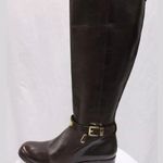 Michael Kors Arley Leather Riding Boots Gold Logo Photo 0