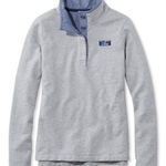 L.L. Bean Women’s Soft Rugby Shirt Pullover Quarter Button Size Small Gray Blue Photo 0