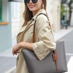 WestBronco Vegan leather Bag Grey Black Shoulder Tote Stud Photo 1