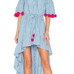 SUNDRESS Alena Dress in Light Blue & Pink Gingham Plaid High Low Size M / L Size L Photo 0