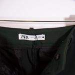 Zara Women's Crepe Mid Rise Straight Leg Trouser Pants Solid Green Small Photo 1