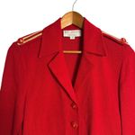 St. John  Collection Red Knit Gold Stripe Trim Notch Collar Button Front Jacket 2 Photo 1