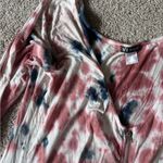 Venus White Gray Pink Tie-Dye Boho Hippie Long Sleeve Zip up Top Photo 3