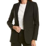 The Kooples Women’s Black striped wool-blend fitted single breasted suit jacket Photo 0