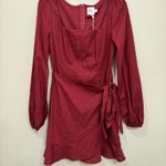Princess Polly NWT  Villa Burgundy Tie Wrap Ruffle Square Neck Mini Dress- Size 4 Photo 3
