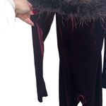 House Of CB Salima Feather Trim Off The Shoulder Long Sleeve Velvet Jumpsuit Photo 10