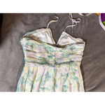 Lulus NWOT Medium Effortlessly Abloom Green Floral Ruched Halter Maxi Dress Photo 11