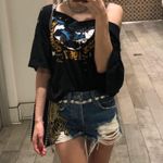 LF Carmar Denim Eagle Patch Denim Distressed Shorts Photo 0