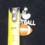I Love Football Rhinestone Silver Tone Pendant 1.25" Photo 2