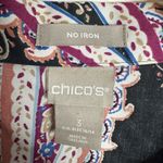 Chico's  Paisley Print‎ Black Multi Long Sleeve Blouse No Iron 16/18 Chico Size 3 Photo 4