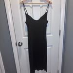 ZARA black satin draped sleeveless midi dress Photo 4
