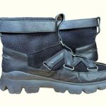 UGG  Lakes & Lights Black Leather Fur Sneaker Shoes EUC Photo 11