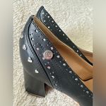 Love moschino  Leather Studded heart Accents chunky heel Pumps size 40 Photo 1