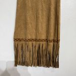 Yagi USA Tan Faux Suede Fringe Midi Skirt Sz M Size M Photo 2