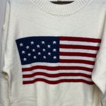 Elegant Ivory Sweater with American Flag Design Red Size M Photo 2