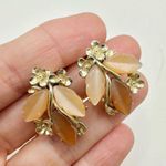 Gold tone orange leaf floral clip on earrings Photo 0