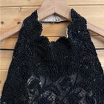 Vintage Stenay Size Small Beaded High Halter Scalloped Neckline Fancy Prom Gown Black Photo 8