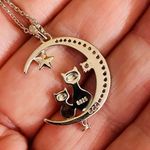 Cats Moon I Love You Forever CZ Sterling Silver Necklace Photo 4