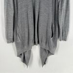 Theory  Merino Wool Winxie Gray Ribbed Knit Draped Open Front Cardigan Size M Photo 9
