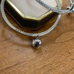 Juicy Couture  Silver E-Channel Hoop Crystal Earrings with Dangling Heart Charms Photo 2