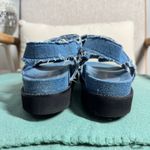 MINT VELVET Denim Raw Edge Sandals Women EU39 US8.5 Blue Platform Grunge Boho Size 8.5 Photo 3