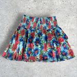 Milly  Wyatt Paint Dahlia Print Mini Skirt Tiered Smocked Sz‎ 6 Photo 2