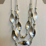 White House | Black Market STAMPED WHBM Silver Tone Multi-Row Bib Necklace Photo 0