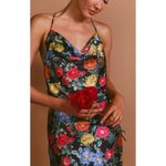 Show Me Your Mumu  Hailey Slip Dress in Charm Peony Black Luxe Satin XS NWT Photo 5