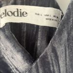 Elodie  V-Neck Velvet Cami Dress in Blue Slate Blueish Gray Large Photo 2