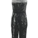 Topshop Black Velvet Velour Sleeveless Cami Wide Leg Overalls Jumpsuit Romper 4 Photo 1