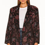 Jessica McClintock Jessica McClintock Black Floral Brocade Blazer Jacket Size 8 Photo 0