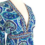 Trina Turk Provence Paisley Keyhole Back Quarter Sleeve Tassel Cover Up Medium Photo 4