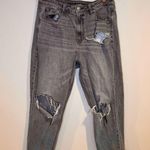 American Eagle  Mom Jean High Rise Charcoal Grey Distressed Short Inseam Photo 4