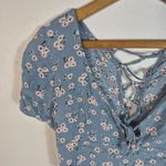 Sky And Sparrow Blue Floral Crop Top Photo 1