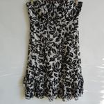 White House | Black Market WHBM 4 SILK Strapless Bra Dress in Black White Leaf Pattern Photo 1