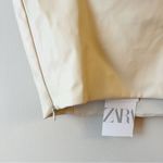 ZARA  ECRU Beige FAUX LEATHER CROP TOP Spaghetti Straps Size Medium NEW Photo 6