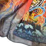 One World Vintage Sheer Midi Dress S Orange Blue Y2K Boho Fairy Hippie Grunge Babydoll Photo 4