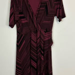 Soma | Red and Black Patterned Faux Wrap Style Dress Size Medium Photo 0