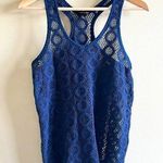Banana Republic ‎ Navy Blue Circle Lace Tank Top Swim Coverup Petite S Racerback Photo 0