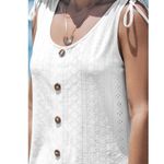 Cupshe  White Sleeveless Scoop Neck Jersey Eyelet Mini Cover Up  SMALL Photo 3