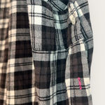 PINK - Victoria's Secret Victoria’s Secret Pink Large Black Plaid Y2K Rhinestone Button Up Shirt Photo 3